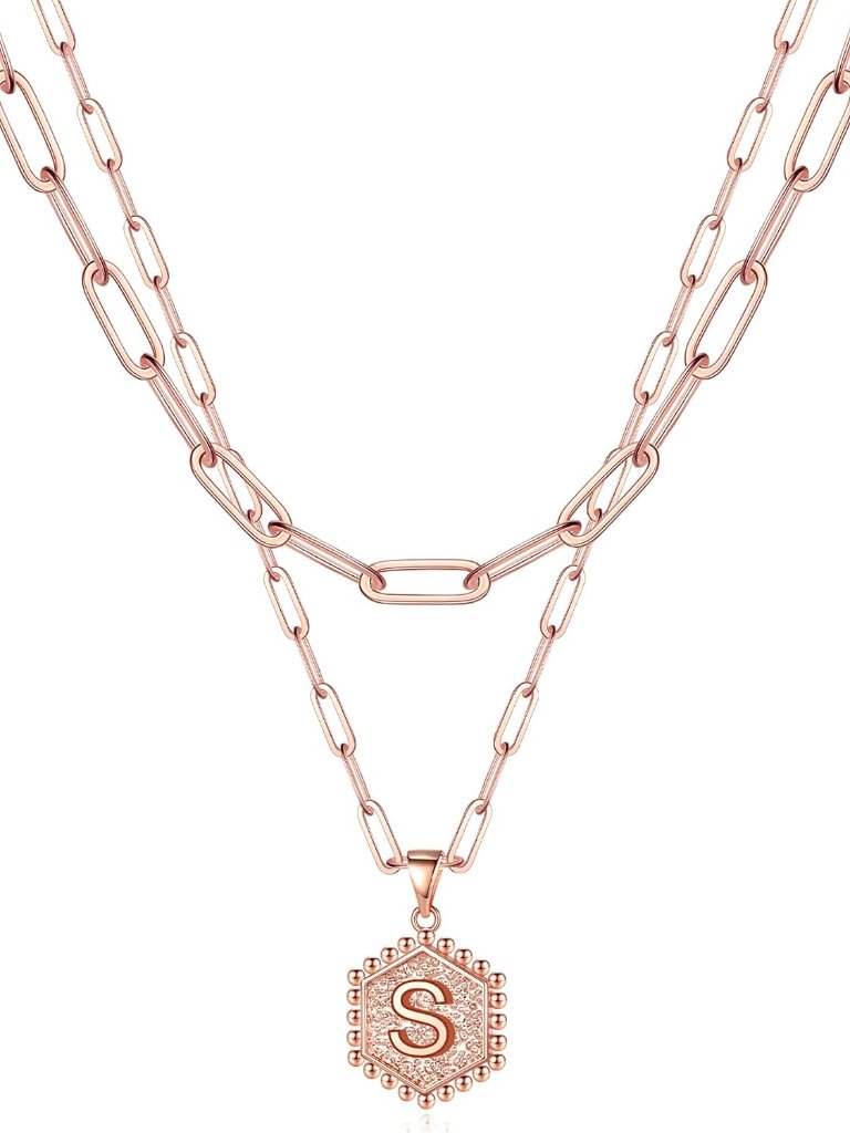 Dainty Initial Necklaces For Women, 14k-Gold-Plated Layering Necklace For Women